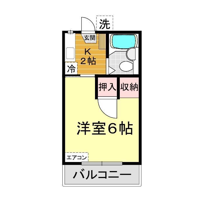 JR山口線 矢原駅 徒歩16分 2階建 築39年(1K/2階)の間取り写真