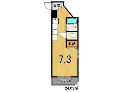 ワンズTOKU(ワンルーム/2階)の間取り写真