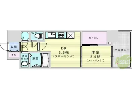 セレニテ新大阪プリエ(1DK/6階)の間取り写真