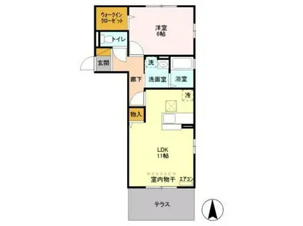 アルテシア雅II(1LDK/1階)の間取り写真