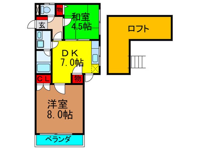 パティオ香里園東(2DK/2階)の間取り写真