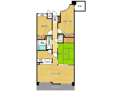 ヴィルブランシェ菖蒲ヶ丘(3LDK/4階)の間取り写真
