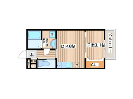 LEJADE(1DK/1階)の間取り写真