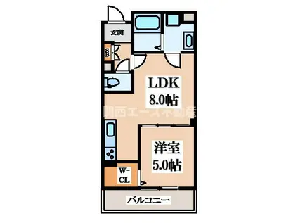 ピレーネ諸福(1LDK/1階)の間取り写真