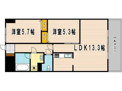 ルネックスII(2LDK/7階)の間取り写真