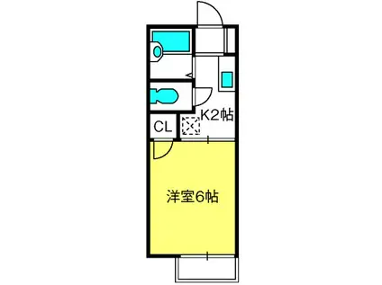 リバーサイド狭山(1K/2階)の間取り写真