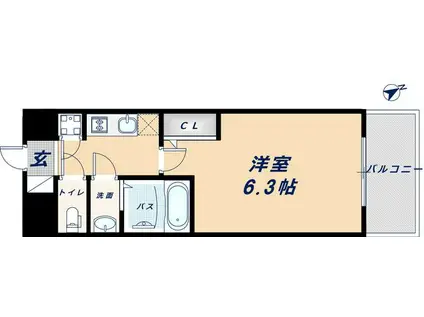 エスリード南堀江レジデンス(1K/2階)の間取り写真