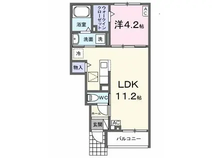 アルドール(1LDK/1階)の間取り写真