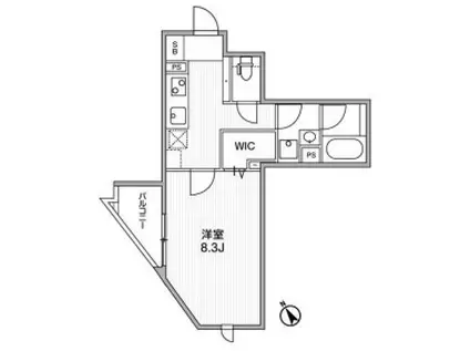 GRANDUO世田谷16(1K/1階)の間取り写真