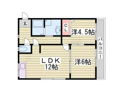 ウィングパレス(2LDK/1階)の間取り写真
