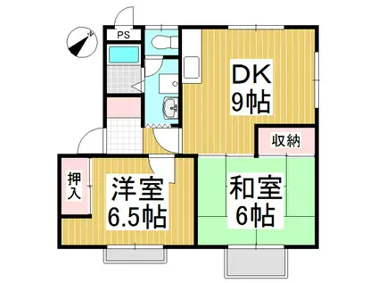 グリーンヒル村上 B棟(2DK/1階)の間取り写真