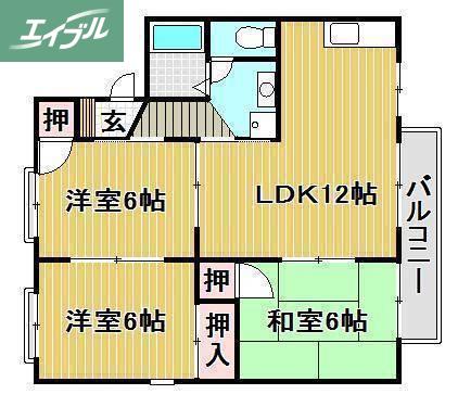 サンローレルB棟(3LDK/2階)の間取り写真