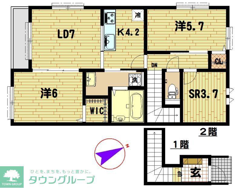 アムール久喜A棟(2SLDK/2階)の間取り写真