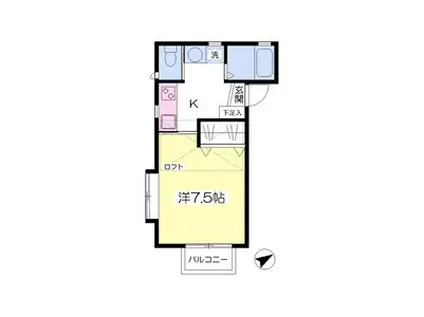 カーサフェリーチェK(1K/1階)の間取り写真