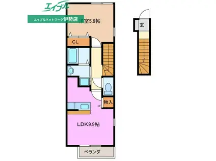 カーサ・ティエラ A棟(1LDK/2階)の間取り写真