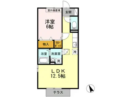 ハイヤードヒルズIII(1LDK/1階)の間取り写真