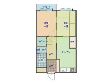 コーポ林(2DK/3階)の間取り写真