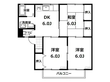 サンモールコウヤ(3DK/1階)の間取り写真