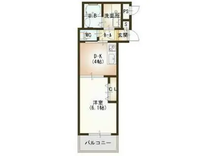 アーキビルド(1K/3階)の間取り写真