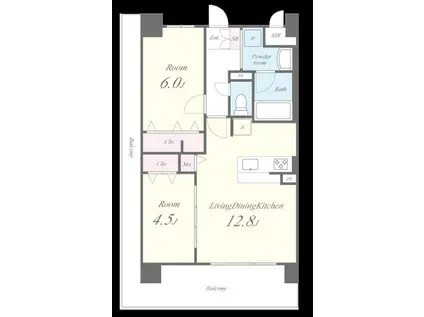 フェリスシエロ堺(2LDK/6階)の間取り写真