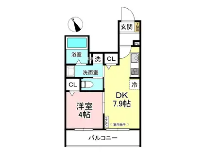 登戸共同(1DK/2階)の間取り写真