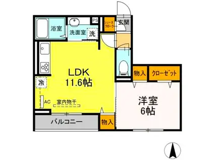 PRENDRE(1LDK/2階)の間取り写真