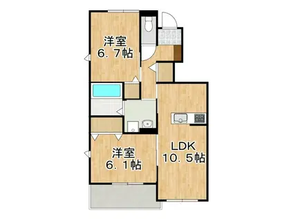 ユアメゾン益野B(2LDK/1階)の間取り写真