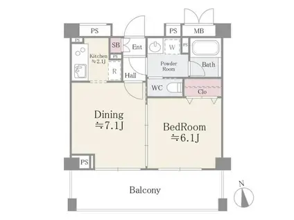 フォリアージュ青葉台(1DK/1階)の間取り写真