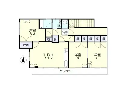 コーポ小宮山 3F(3LDK/3階)の間取り写真