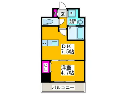 クローバーメゾン我孫子(1DK/3階)の間取り写真