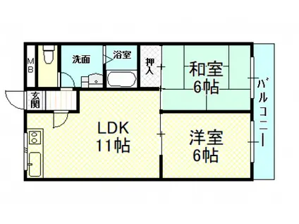 マンション平次(2LDK/2階)の間取り写真