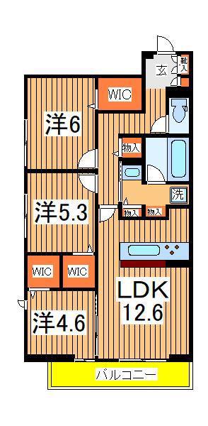 ローテ ベルク(3LDK/3階)の間取り写真