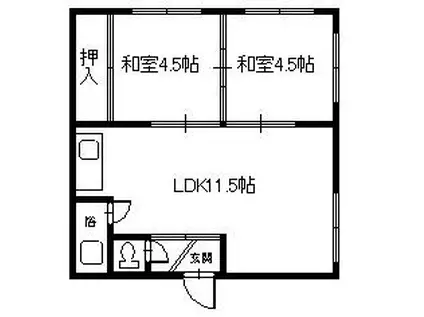 美鈴マンションB(2LDK/2階)の間取り写真