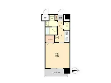 アーバンフラッツ青葉小田原(1K/8階)の間取り写真