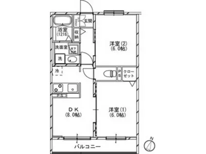 パークヴィレッジ阿佐ヶ谷(2DK/1階)の間取り写真