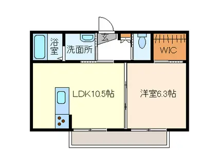 フェリスタージュK(1LDK/1階)の間取り写真