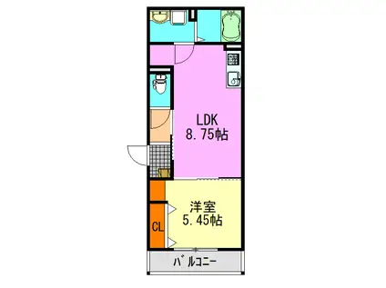 H1蘇我(1LDK/3階)の間取り写真