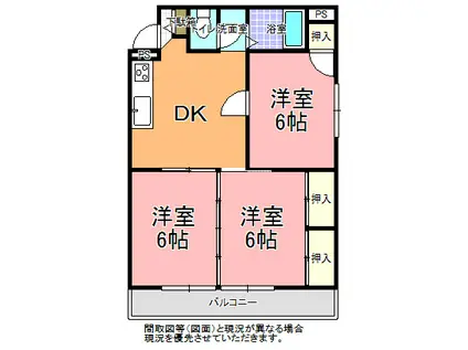 スカイコートI(3DK/2階)の間取り写真