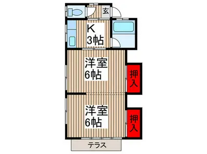 明和荘(2K/1階)の間取り写真