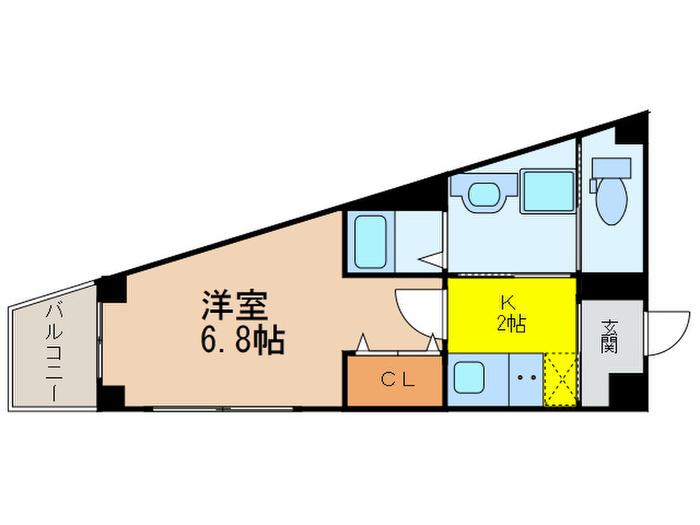 レヴァンテ宝塚(1K/1階)の間取り写真