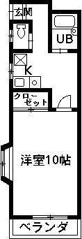 第3ロイヤル(1K/2階)の間取り写真