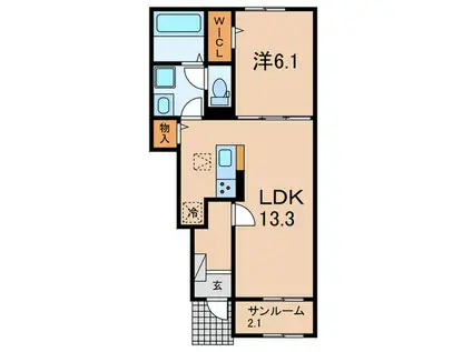 モダンパレス(1LDK/1階)の間取り写真