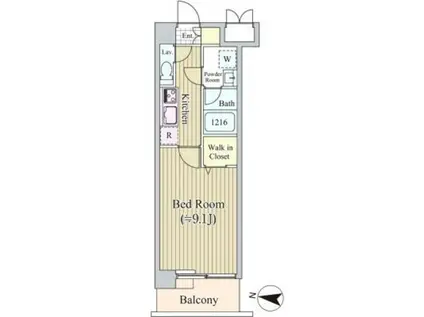 ALIVIO西麻布(1K/3階)の間取り写真