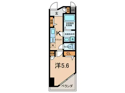 デコール神戸I(1K/2階)の間取り写真