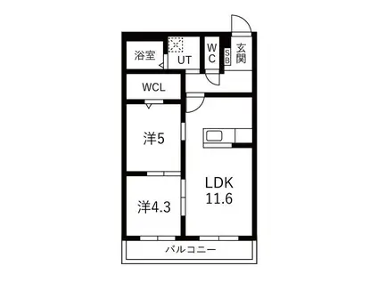 アーバンコート尾西(2LDK/1階)の間取り写真