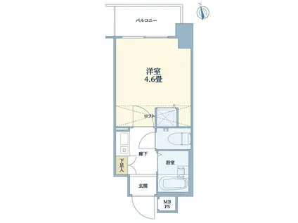 浅草駅 入谷駅 稲荷町駅 物置ロフト有(1K/7階)の間取り写真