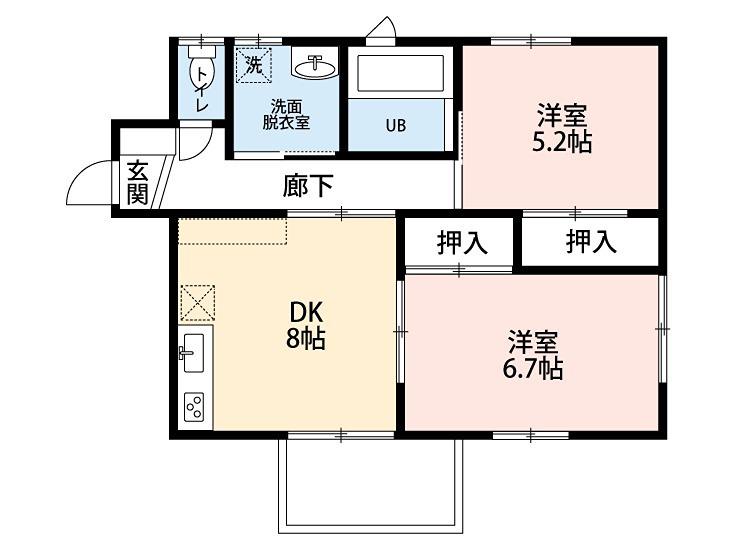 KOTOハイツ(2DK/2階)の間取り写真