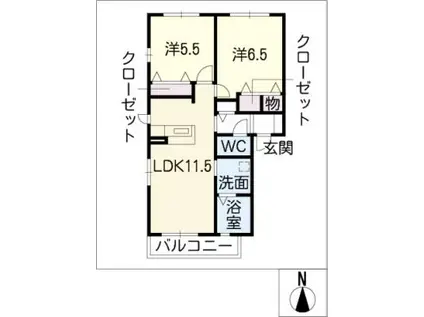 ルーエ A棟(2LDK/2階)の間取り写真