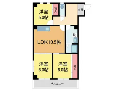 木原マンション(3LDK/3階)の間取り写真