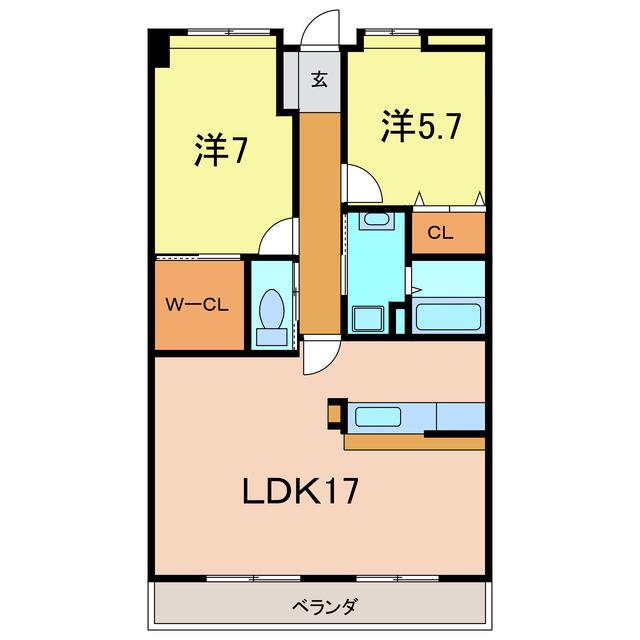 リバーサイド衣浦(2LDK/3階)の間取り写真